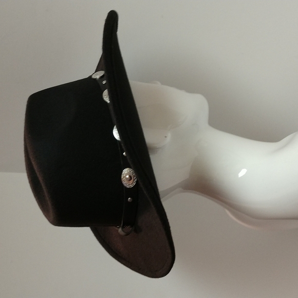 Unisex Black Western Cowboy Hat  Silver-tone Conch Faux Leather Strap - Picture 11 of 17